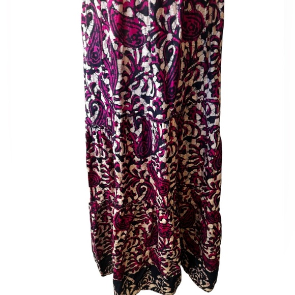 House Of Harlow 1960 Tiered Maxi Dress Tie Back Flutter Sleeve Purple Magenta XS - Picture 5 of 13